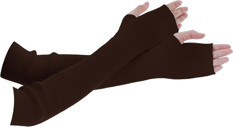 Tongcloud Arm Warmers Winter Fingerless Long Gloves for Women for Women with Thumb Hole - Image 1